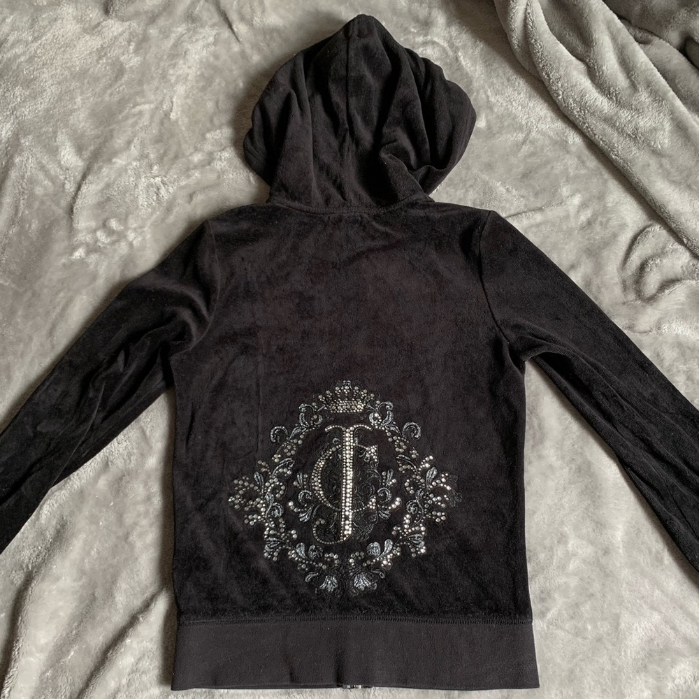 Vintage Juicy Couture black velour track jacket